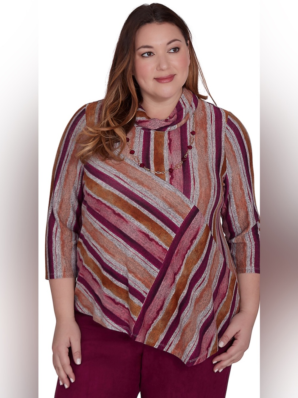 Plus Size Wine Country Melange Sliced Strip Top